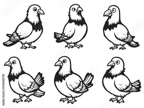Wallpaper Mural Pigeon bird outline drawing Torontodigital.ca