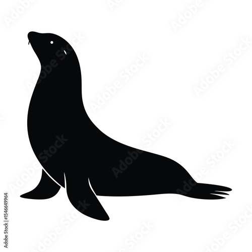 Black Seal Silhouette: The image presents a striking, solid black silhouette of a seal, captured against a plain background, emphasizing the elegant shape and form of the creature.