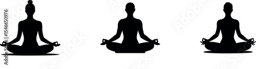 Silhouettes of men Meditating in Lotus Pose, Peaceful Yoga Icons
