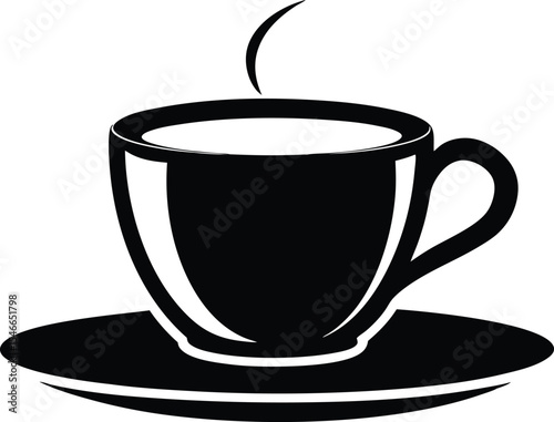Coffee cup silhouette with steam vector illustration, a cup of hot coffee or caffeine drink flat vector icon