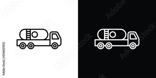 Tank truck icon in black. flat graphic vector icon