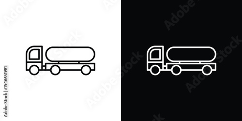 Tank truck icon in black. flat graphic vector icon