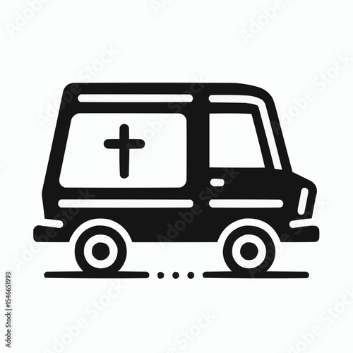 Funeral hearse vehicle designed in a simple and respectful graphic style