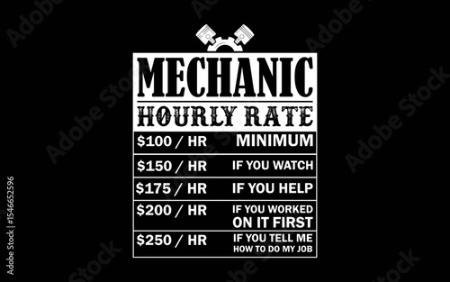 Funny Auto Mechanic Hourly Rate Best Gift Idea t-shirt quotes svg design