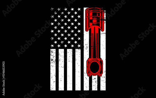 Patriotic Auto & Diesel Mechanic USA Flag Piston t-shirt quotes svg design