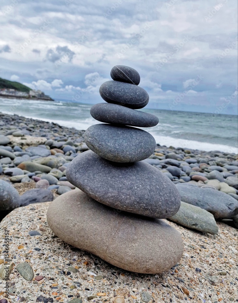 stones on the beach,Stone Tower on the Beach: Balance and Serenity. stones on the beach,Stone Tower on the Beach: Balance and Serenity.