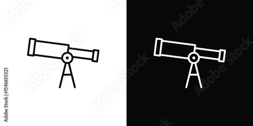 Telescope icon in black. flat graphic vector icon