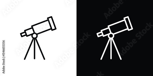 Telescope icon in black. flat graphic vector icon