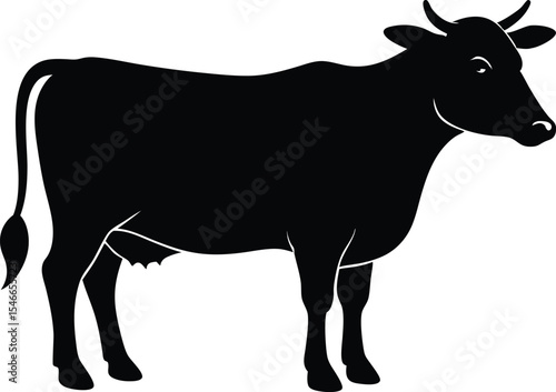 cow silhouette isolated, cow silhouette vector icon design