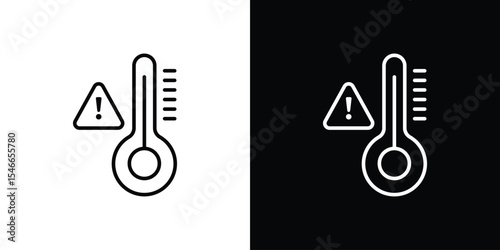 Temperature warning sign icon in black. flat graphic vector icon