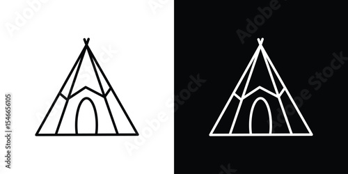 Tepee icon in black. flat graphic vector icon