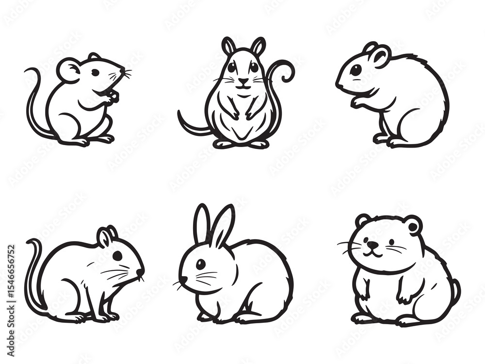 Obraz premium Rodent Outline Vector Illustration