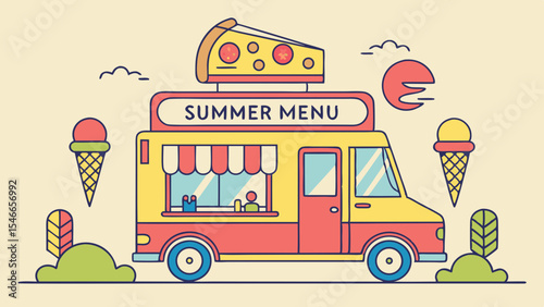 School bus vector illustration with happy children on a fun road trip