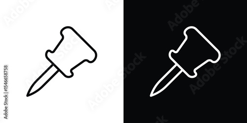 Thumbtack icon in black. flat graphic vector icon