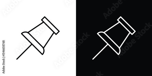 Thumbtack icon in black. flat graphic vector icon