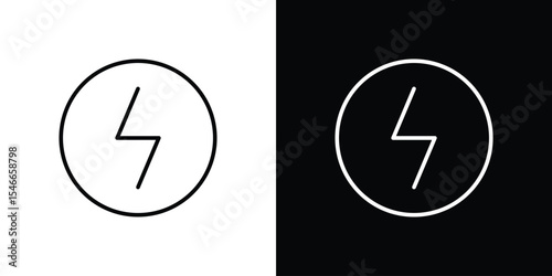 Thunder bolt icon in black. flat graphic vector icon