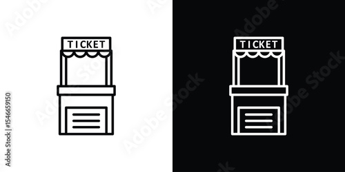 Ticket window icon in black. flat graphic vector icon