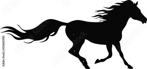 Galloping horse and foal vector silhouette illustration