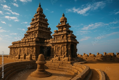 Tamil nadu day background with famous temple.
