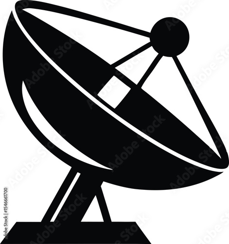 Satellite dish antenna silhouette vector line art, Satellite dish icon, antenna silhouette vector illustration