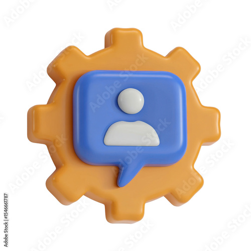 3 d icon gear with person technology User interface icon for digital communication.