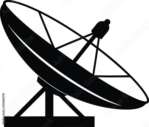 Satellite dish antenna silhouette vector line art, Satellite dish icon, antenna silhouette vector illustration