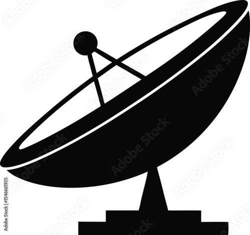 Satellite dish antenna silhouette vector line art, Satellite dish icon, antenna silhouette vector illustration