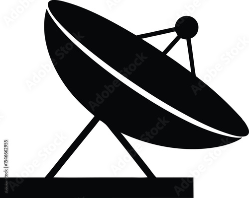 Satellite dish antenna silhouette vector line art, Satellite dish icon, antenna silhouette vector illustration