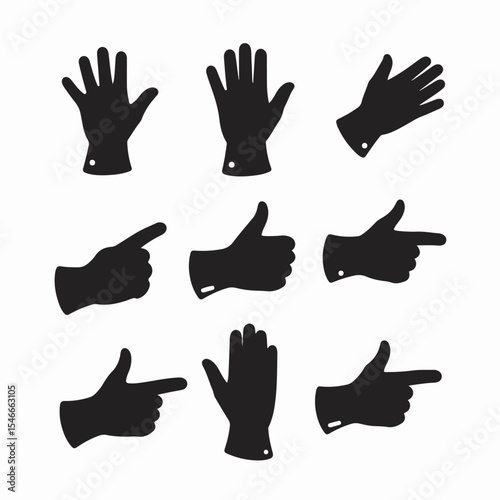 Hand gestures silhouettes collection isolated on white background