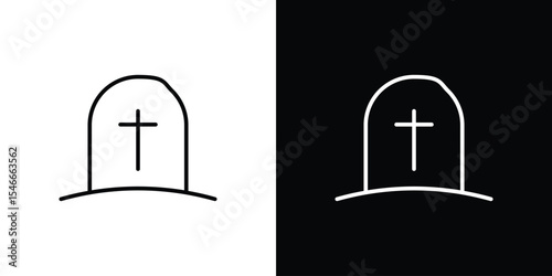 Tombstone icon in black. flat graphic vector icon