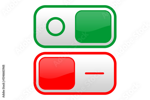 Red and Green On Off Switch Icon Vector Design for Web Interface Graphic Elements in EPS File Isolated on White Background
