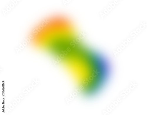 Abstract organic blob with colorful curves and dynamic flow. Blurred translucent form with gradient