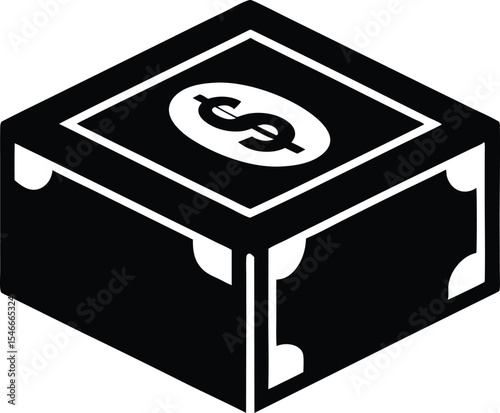 Dollar box silhouette, Dollar box icon silhouette vector illustration