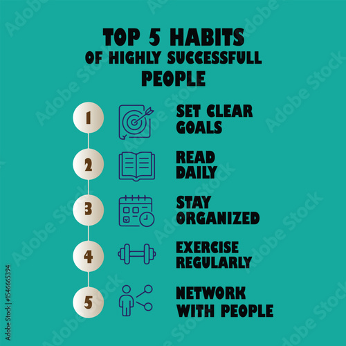 Top habits infographic design showing daily routines and self improvement tips with modern icons