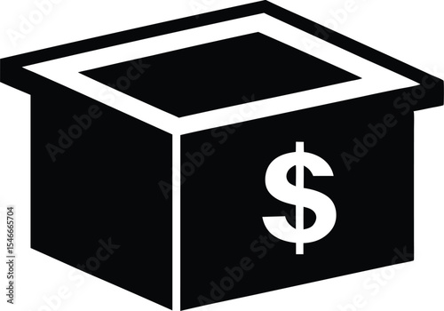 Dollar box silhouette, Dollar box icon silhouette vector illustration