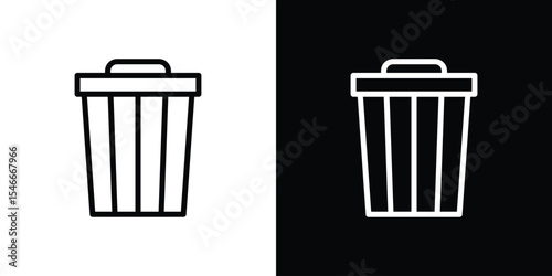 Trash icon in black. flat graphic vector icon