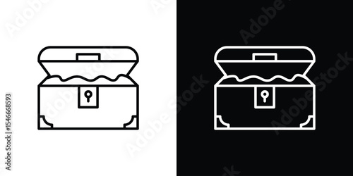 Tableau sur toile Treasure chest icon in black. flat graphic vector icon