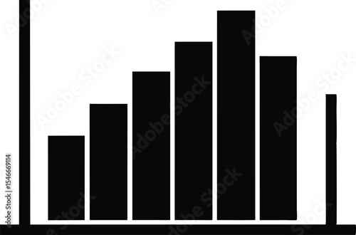 A business graph with arrow design silhouette vector, Black Silhouette Profit Chart Icon Vector Design