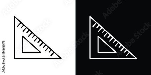 Triangle ruler icon in black. flat graphic vector icon