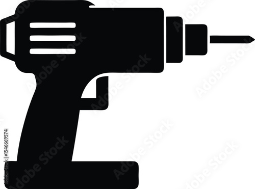 Drill silhouette, power drill silhouette line art vector illustration, Drill icon, Electric drill machine silhouette vector
