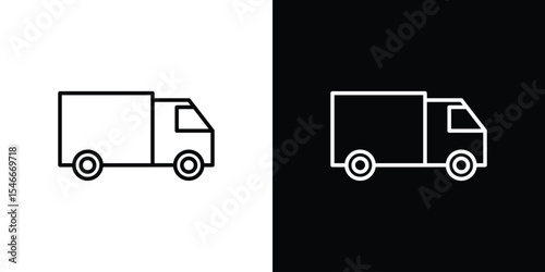 Truck icon in black. flat graphic vector icon