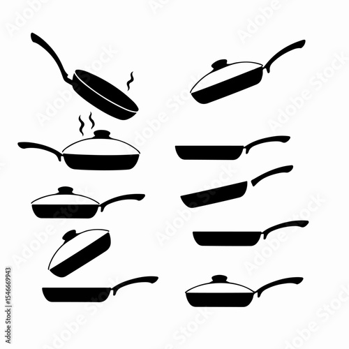 Frying pan skillet cookware kitchenware cooking utensils collection