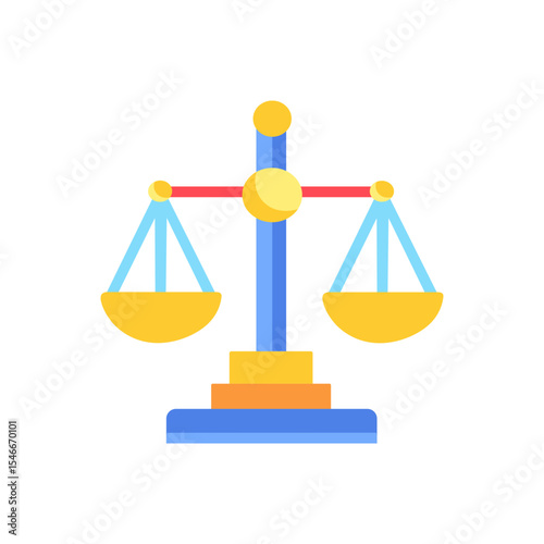 Vector icon of a balance scale, symbol of justice, fairness, and law, used in legal concepts, court systems, decision-making, and ethical judgment in government or institutional design