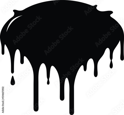 Black dripping paint silhouette vector, Dripping paint silhouette vector illustration