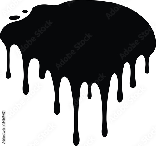 Black dripping paint silhouette vector, Dripping paint silhouette vector illustration