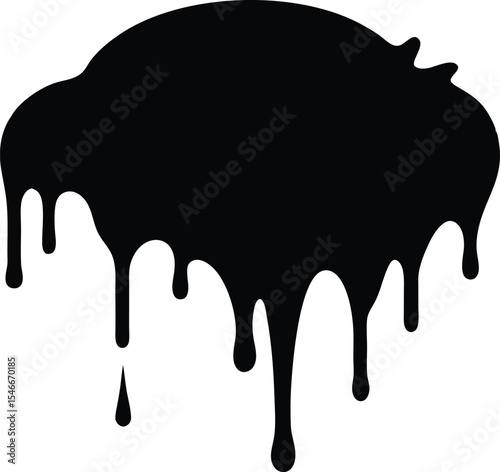 Black dripping paint silhouette vector, Dripping paint silhouette vector illustration