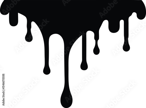 Black dripping paint silhouette vector, Dripping paint silhouette vector illustration