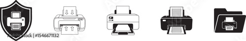 Printer Icon Set for Web UI, App Design, Office Tools, Print Button, System Settings