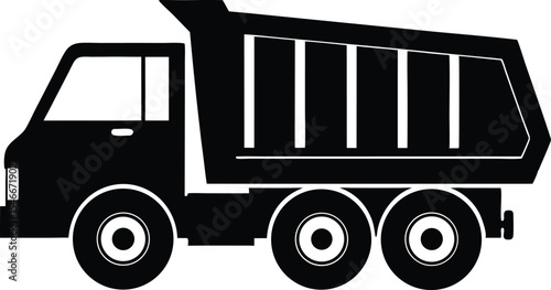 Silhouette of dump truck isolated, Dump truck icon, Dump truck silhouette design. vector art illustration