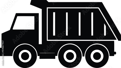 Silhouette of dump truck isolated, Dump truck icon, Dump truck silhouette design. vector art illustration